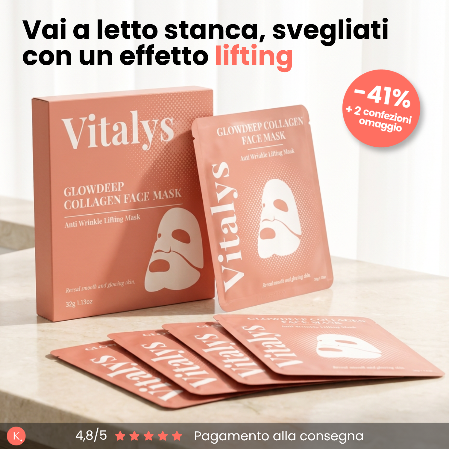 Maschera Notte Liftante al Collagene, Vitalys Glowdeep