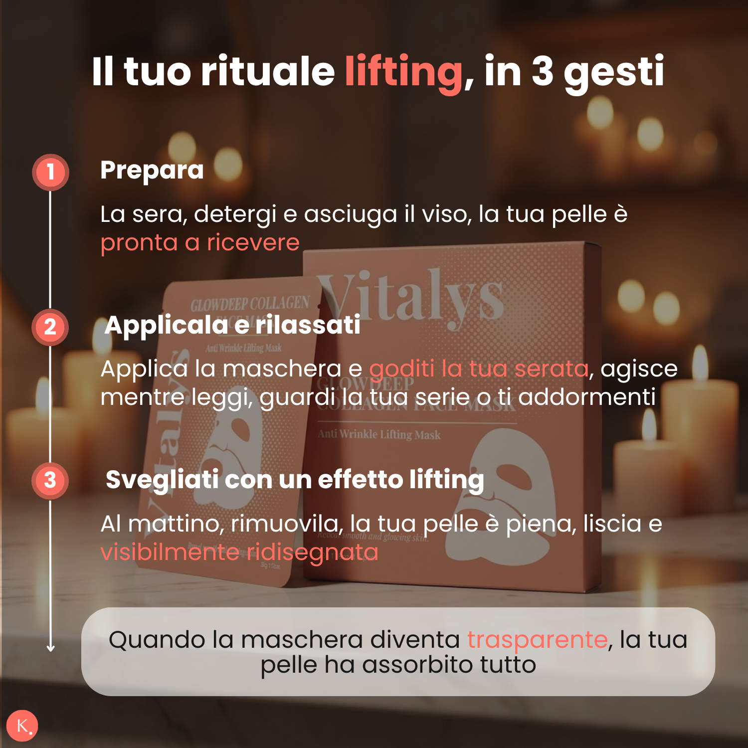 Maschera Notte Liftante al Collagene, Vitalys Glowdeep