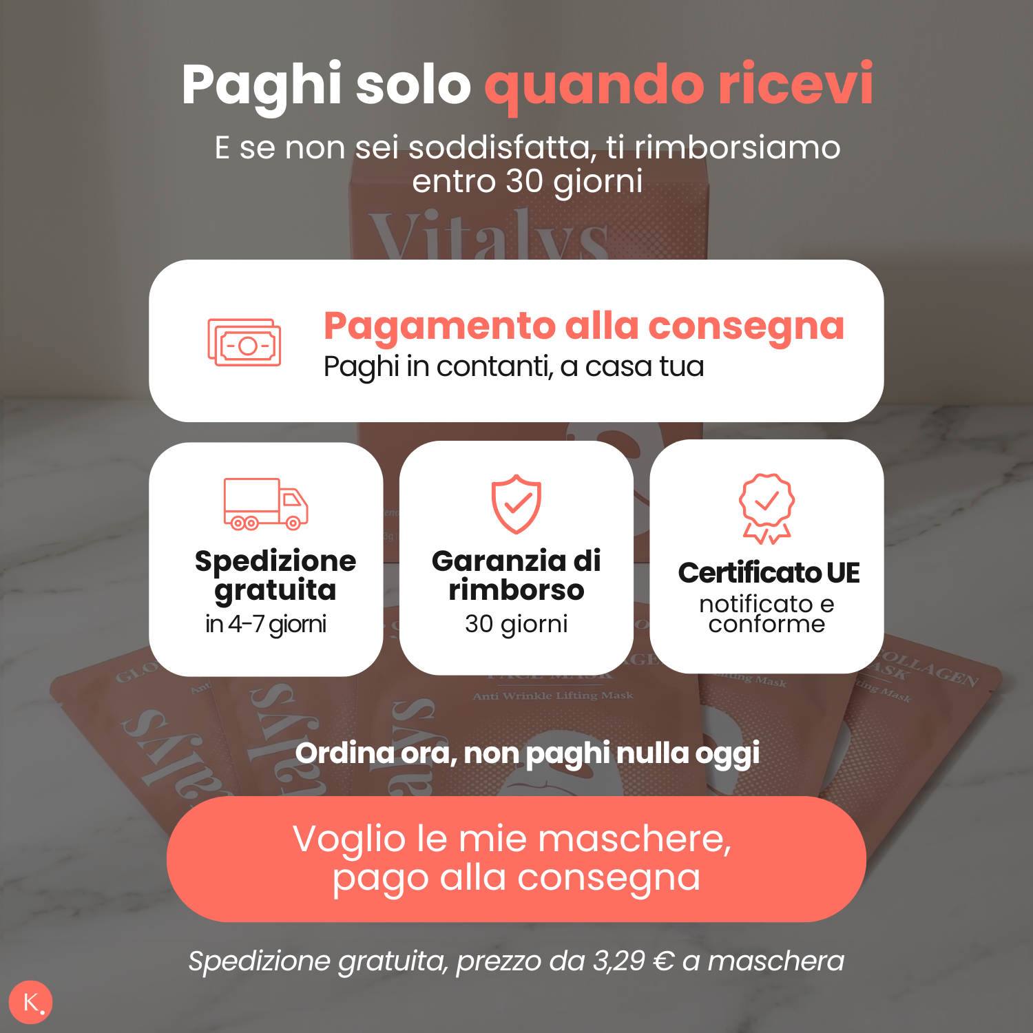 Maschera Notte Liftante al Collagene, Vitalys Glowdeep