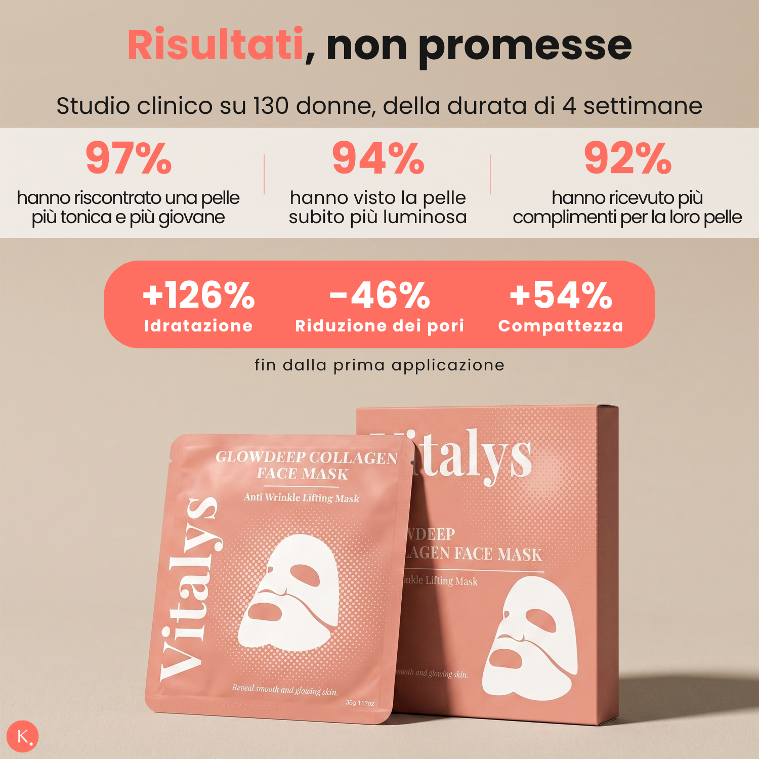 Maschera Notte Liftante al Collagene, Vitalys Glowdeep